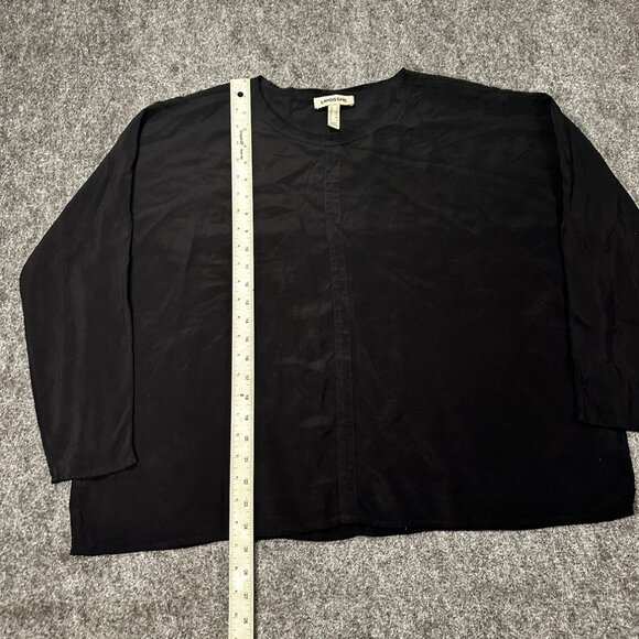 Lands’ End Black Vintage Blouse WMNS 4 Crew Neck Pullover Top Office Chic - Picture 4 of 12